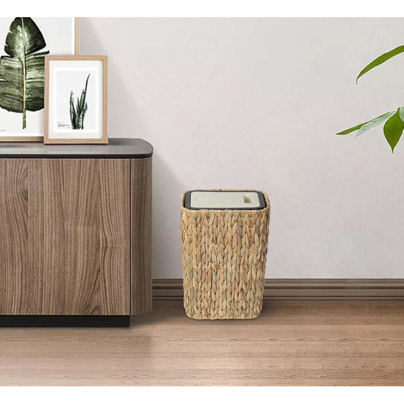 Novobey Boho Trash Can with Lid for Bathroom,3 Gallon Small Rattan ...